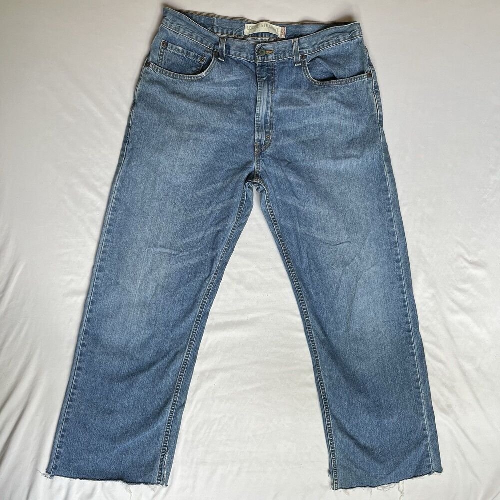 VTG Y2K Levi’s 569 Loose Straight Jeans Men’s 36x29 Raw Hem Medium Wash Faded